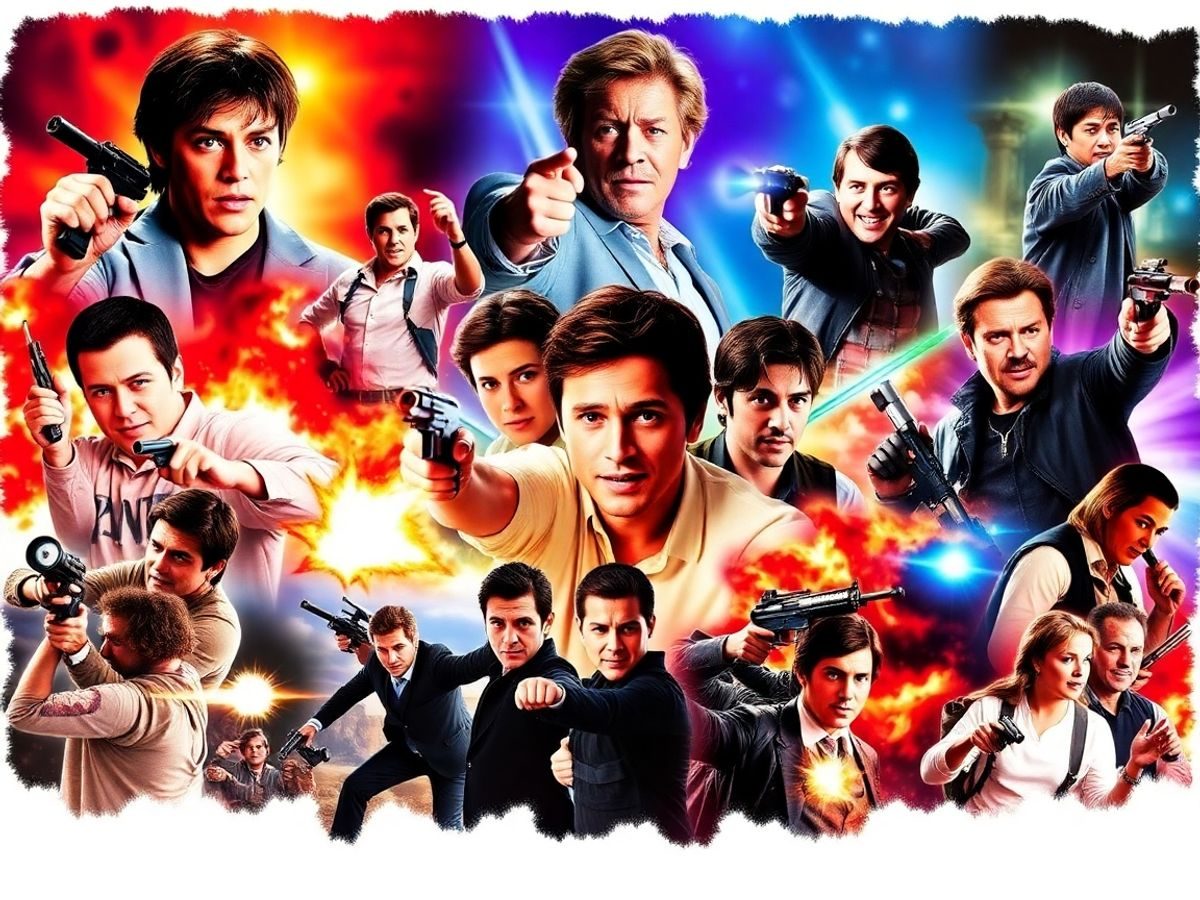 Actori populari în scene dinamice din filme celebre.